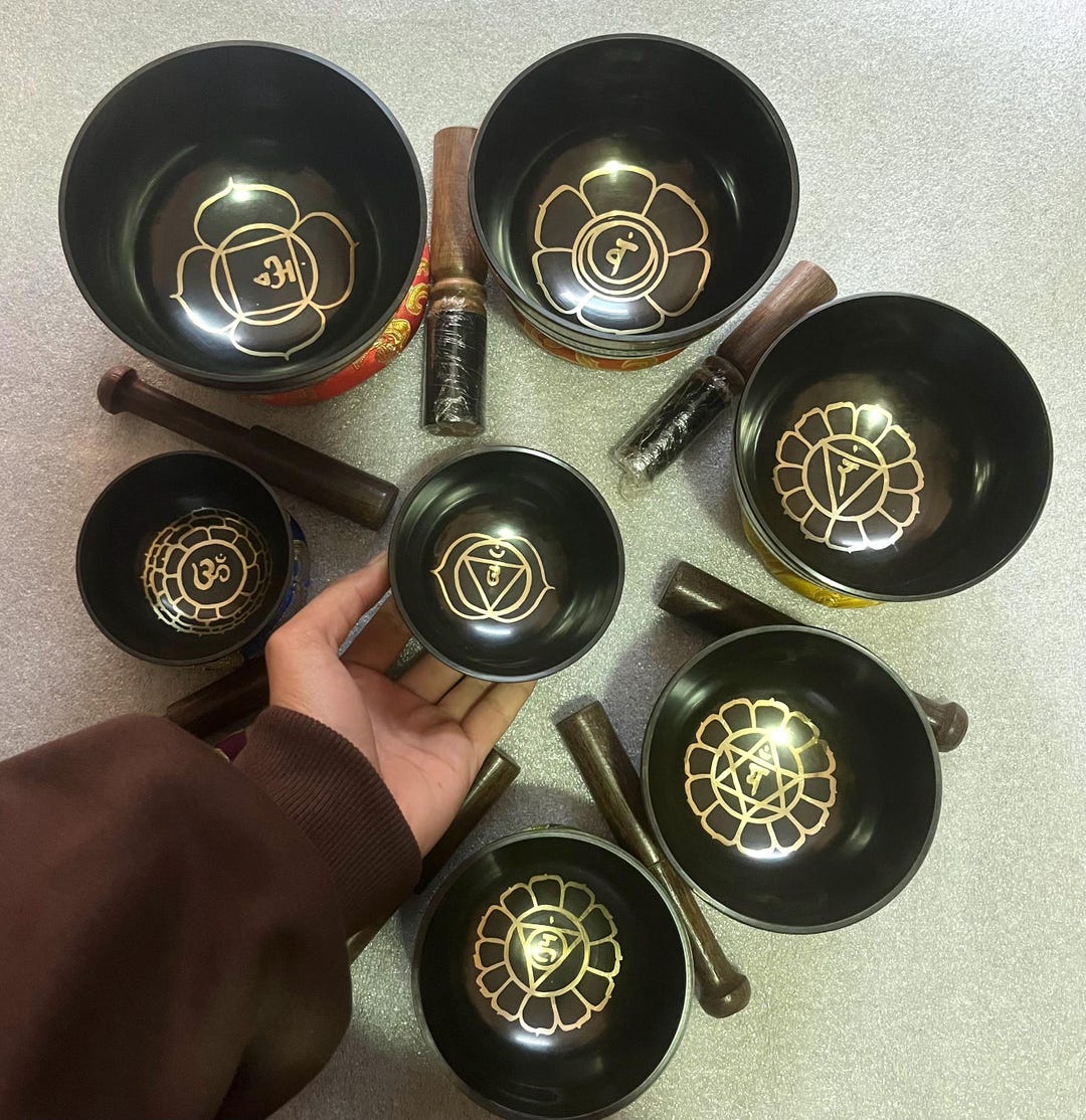 Tibetan Singing Bowl Set of 7 Chakra Healing Sound Therapy Meditation ...