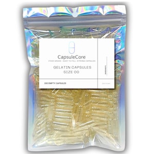 Cápsulas de gelatina transparente tamaño n.° 00: para rellenar vitaminas y suplementos en casa