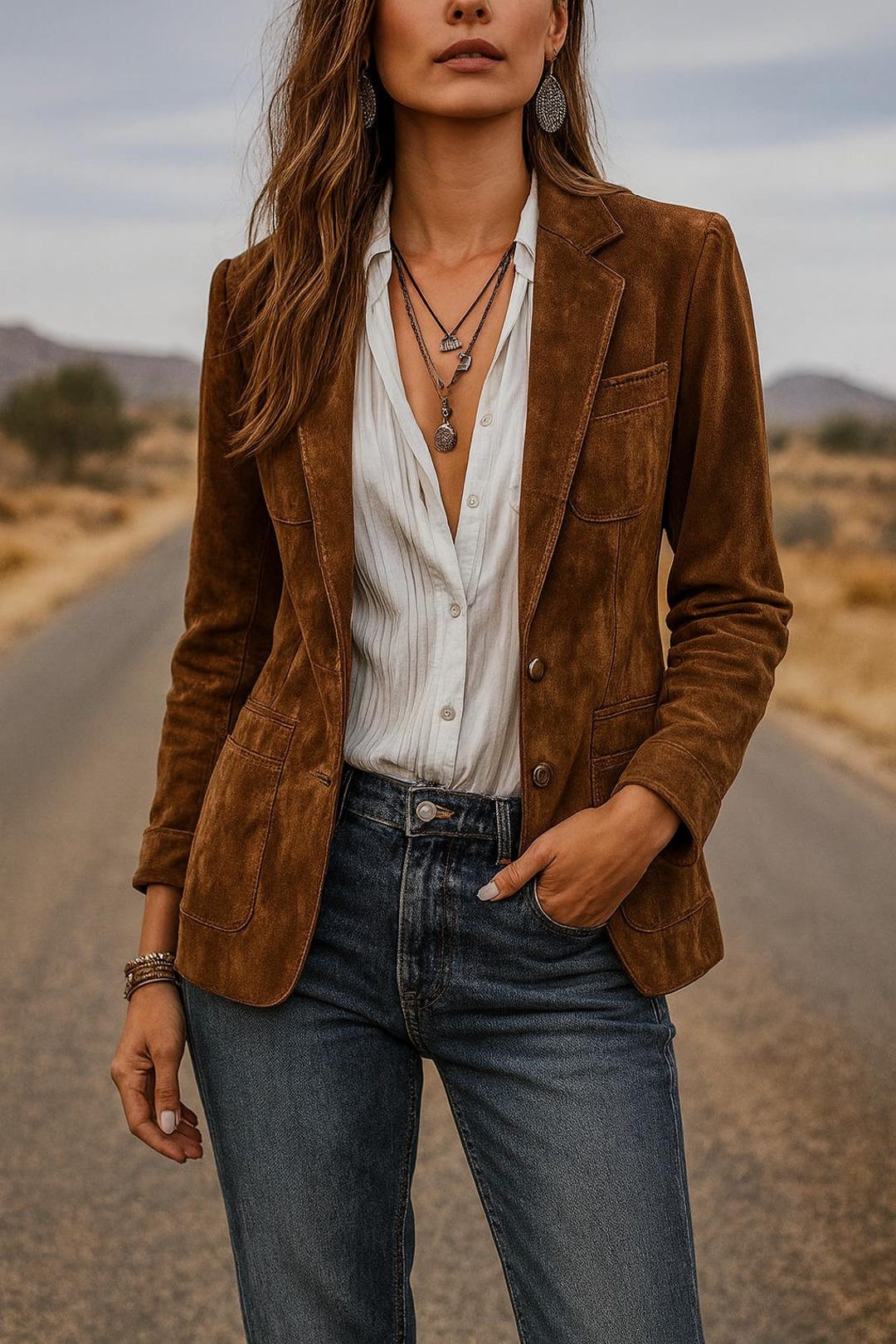 Dames Banbury Suede Blazer - Luxe Vintage Stijl main image 0