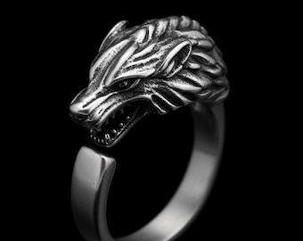 Wolfskopf Ring | Edelstahl Wikinger Style Tier Armreif