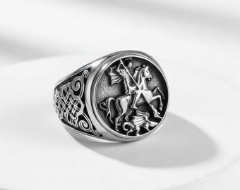 Paladin Drachentöter Edelstahl Ring für Männer