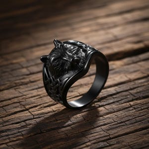Keltisk Varghuvudring – Rostfritt Stål Viking Gotisk Armband