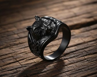 Keltischer Wolfskopf-Ring - Wikinger-Gothic-Band aus Edelstahl