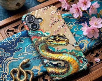 Vintage Japans telefoonhoesje slang, kersenbloesem Sakura-kunst, stoere beschermhoes cadeau