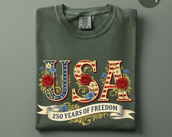 Comfort Colors® USA 250th Anniversary Shirt, USA Flag Vintage T-Shirt, Usa 250th anniversary Independence Day Tee,4th of July Patriotic Gift