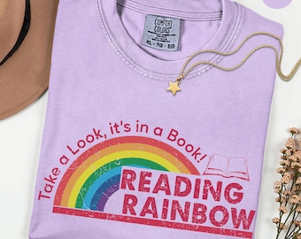 Comfort Colors® Take a Look It's in a Book Shirt, Reading Rainbow Shirt, Book Lover Tee, Funny Bookish Shirt, Librarian Tee, Book Club Shirt