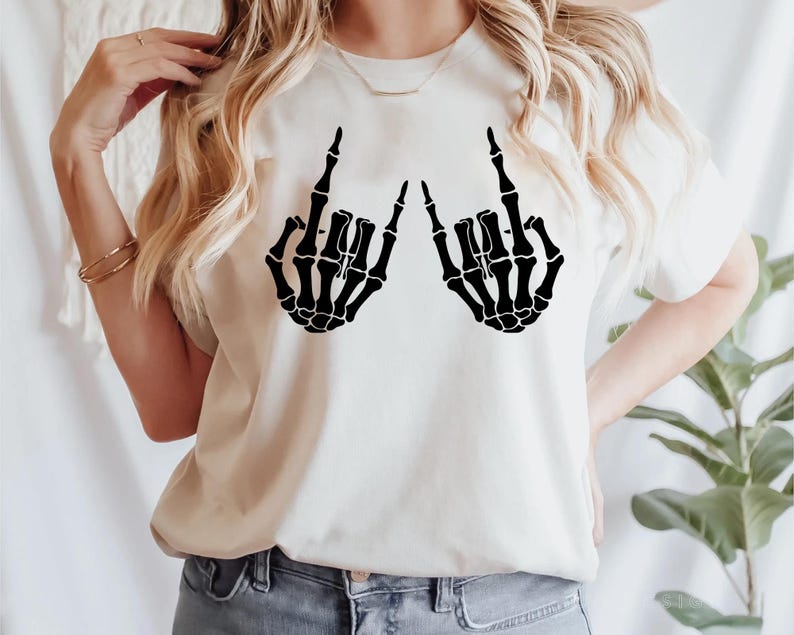 Skeleton Hand T-Shirt, Skeleton Shirt, Horror Gift, Skeleton Rock Tee, Rock and Roll Shirt, Halloween Shirt, Rock On Halloween, Skull Shirt image 5