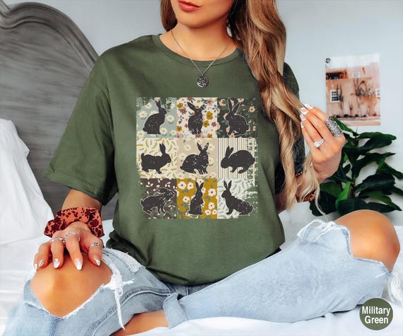 Retro Boho Easter Bunny Shirt, Ladies Easter Bunny Shirt, Watercolor Easter Bunny, Brown Bunny Ears, Easter Shirts For Women Tee, Rabbit Tee