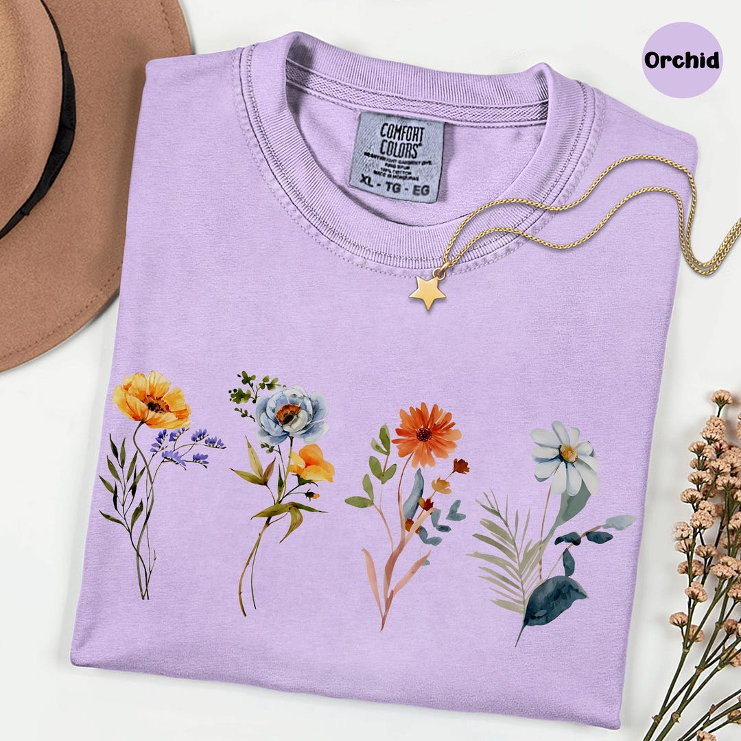 Comfort Colors® Wildflower Shirt, Floral Cottagecore Shirt, Botanical ...