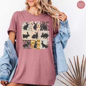 Retro Boho Easter Bunny Shirt, Ladies Easter Bunny Shirt, Watercolor Easter Bunny, Brown Bunny Ears, Easter Shirts For Women Tee, Rabbit Tee imagen 4