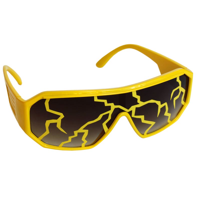 Rasslor Yellow Lightning Bolt Mirror Shield Sunglasses Etsy