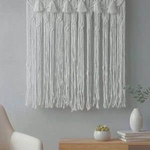 Boho Macrame Door Curtain - Handmade Cotton Room Divider & Wall Hanging Decor