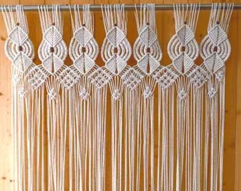 Cortina de macramé para puerta, decoración bohemia para el hogar, cortina de puerta de macramé hecha a mano, cortina divisoria de ambientes, cortinas bohemias personalizadas, cortina rústica para ventana.