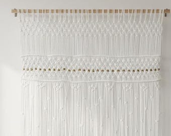Cortina de macramé para puerta | Cortina de entrada de algodón bohemio, hecha a mano, tamaño personalizado disponible