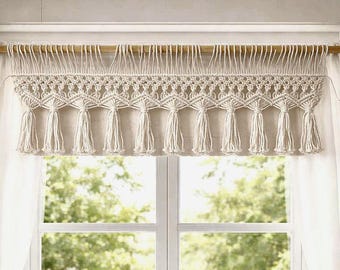 Window Macrame Valance – Handmade White Boho Door Hanging | Cotton Wall Decor | Farmhouse style