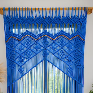 Macrame Boho Curtain | Macrame Door Curtain & Window Valance | Woven Wall Art Textile Wall Art | Rustic Farmhouse Home Decor