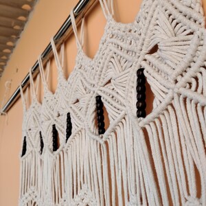 Handmade Macrame Curtain with Beads | Custom Size Boho Door Window Curtain | Cotton Room Divider Decor | Custom sizes available