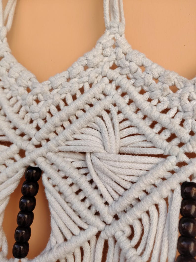 Handmade Macrame Curtain with Beads | Custom Size Boho Door Window Curtain | Cotton Room Divider Decor | Custom sizes available