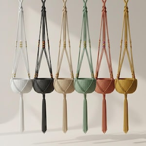 Suspension pour plantes en macramé | Pot suspendu bohème | Support pour plantes d'intérieur en coton fait main