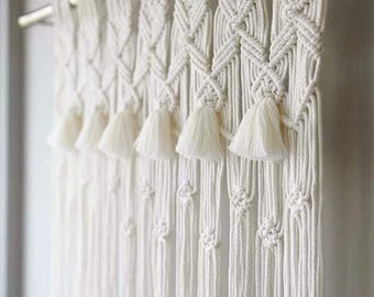 Preciosa cortina de macramé estilo bohemio para puerta - separador de ambientes de algodón hecho a mano
