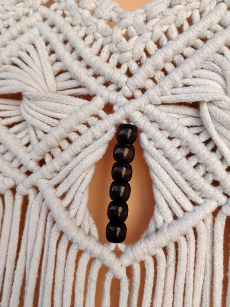 Handmade Macrame Curtain with Beads | Custom Size Boho Door Window Curtain | Cotton Room Divider Decor | Custom sizes available