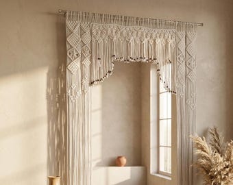 Telón de fondo de boda de macramé | Decoración de escenario bohemia para novias, telón de fondo de algodón hecho a mano para compromiso y mehndi