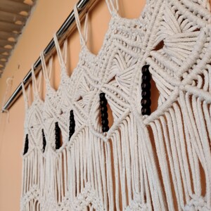 Handmade Macrame Curtain with Beads | Custom Size Boho Door Window Curtain | Cotton Room Divider Decor | Custom sizes available