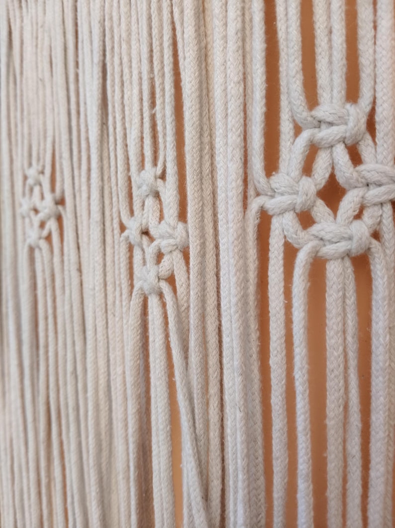 Handmade Macrame Curtain with Beads | Custom Size Boho Door Window Curtain | Cotton Room Divider Decor | Custom sizes available