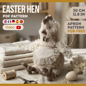 Easter Hen Chick Sewing Pattern PDF | Fluffy Spring Plush Toy 30 cm