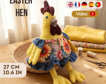 Patron de couture Poussin de Pâques PDF | Peluche Spring Cottagecore 27 cm
