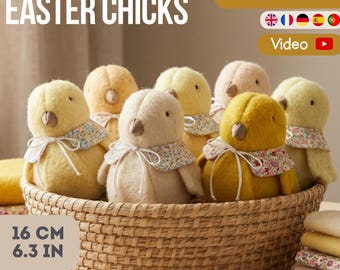 Tissu de Pâques Poussin Patron de couture PDF | Peluche poule printanière de la ferme 16 cm