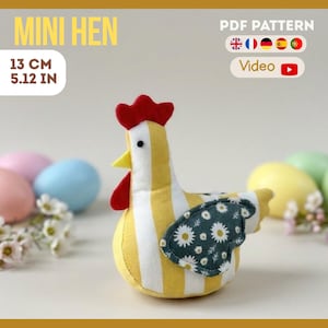 Hen Easter easy sewing Pattern PDF |  Spring table home decor Toy 13 cm