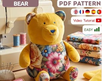 Patron de couture PDF Memory Bear + Tutoriel vidéo | Peluche souvenir super facile à fabriquer