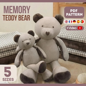 Memory Teddy Bär 5 Größen PDF Nähanleitung Nähanleitung für Anfänger, einfaches DIY