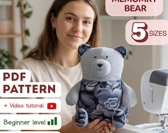 Memory Bear Pattern + Video | 5 sizes included, keepsake DIY