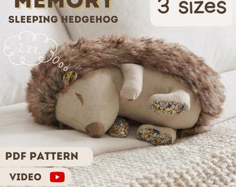 Patron de couture hérisson à mémoire de forme PDF 3 tailles, tutoriel jouet souvenir, débutant facile, animal en peluche