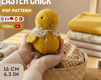 Patron de couture Poussin de Pâques pour bébé PDF | Peluche Spring Cottagecore 16 cm
