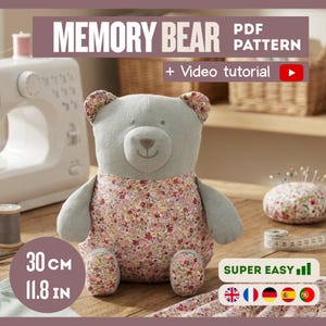 Memory Bear Sewing Pattern + Video | DIY Keepsake Plush (PDF)