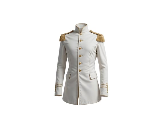 Men's White Royal Military Jacket With Gold Detailing – Commander
