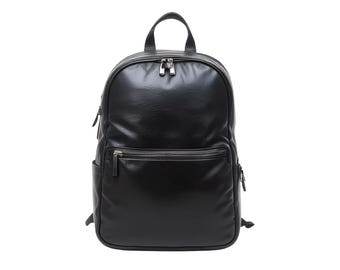 Mochila de cuero negro hecha a mano para hombres y mujeres / Mochila minimalista para portátil / Bolso de cuero genuino premium