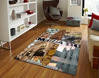 Arte collage de Milán, Italia, decoración de pared de moda de Milán, póster del Duomo y la Galería, impresión de viaje italiana con estética vintage, decoración del hogar en Milán