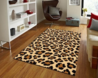 Alfombra de lujo con estampado de leopardo, moderna alfombra con estampado animal, estilo safari, elegante decoración para sala de estar, estilo bohemio.