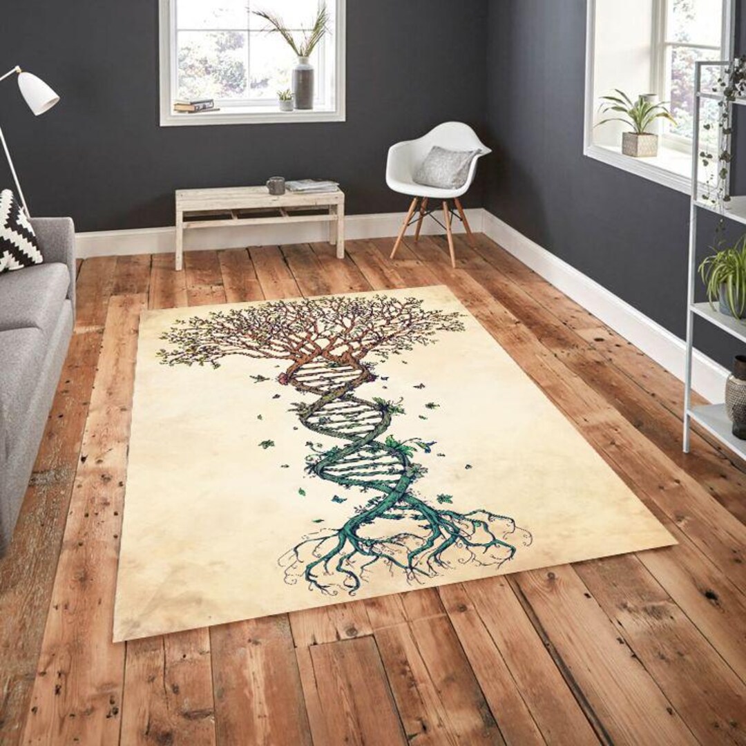 Biology Rug Design DNA Tree of Life Rug – Science Nature Art Carpet, Botanical Biology ...