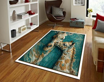 Abstract Giraffe Rug, Modern Animal Art Carpet, Safari Inspired Area Rug, Contemporary Home Decor, Artistic Rug