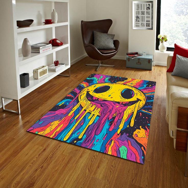 Melting Smiley Rug - Etsy Melting Smiley Rug - Etsy