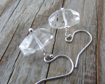 Quartz Crystal Earrings: Sterling Silver Dangle Earrings