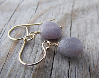 Raw Ruby Earrings: 14K Gold-Filled Dangle Earrings