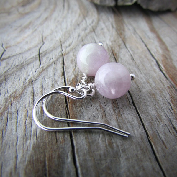 Kunzite Earrings, pale pink and purple, gemstone earrings