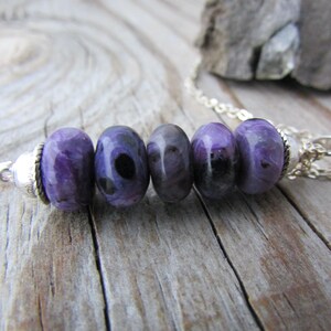 Charoite Pendant, dark purple stone necklace, stack pendant