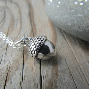 Acorn Necklace, small silver acorn pendant